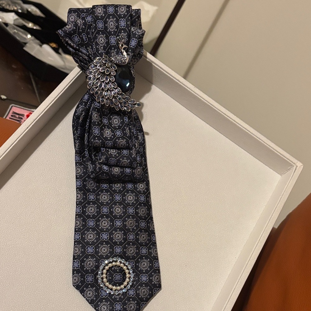 Elegant blue and Silver Tie